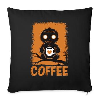 Niedliche Voodoo-Puppe Kaffee-Liebhaber - Sofakissenbezug 45 x 45 cm - Schwarz - Vorne