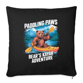 Paddling Paws Bear's Kayak Adventure - Sofakissenbezug 45 x 45 cm - Schwarz - Vorne