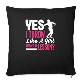 Lancer du disque Athlète Cadeau d’athlète - Housse de coussin décorative 45 x 45 cm - noir - Devant