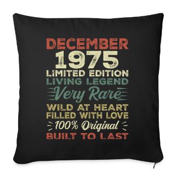 Décembre 1975 - anniversaire Décembre 1975 année - Housse de coussin décorative 45 x 45 cm - noir - Devant