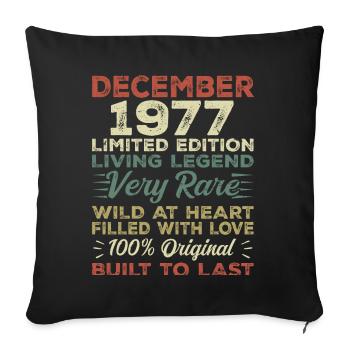Décembre 1977 - anniversaire Décembre 1977 année - Housse de coussin décorative 45 x 45 cm - noir - Devant