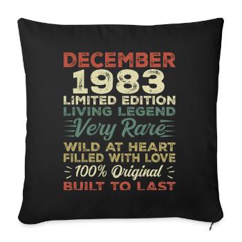 Dezember 1983 - Geburtstag Dezember 1983 Jahr - Sofakissenbezug 45 x 45 cm - Schwarz - Vorne
