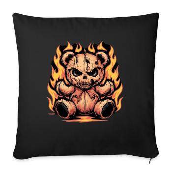 Fierce Flaming Teddy Bear Cool Statement - Sofakissenbezug 45 x 45 cm - Schwarz - Vorne