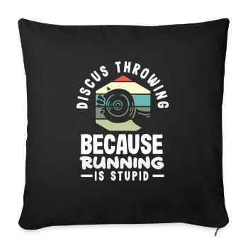 Lancer du disque Athlète Cadeau d’athlète - Housse de coussin décorative 45 x 45 cm - noir - Devant