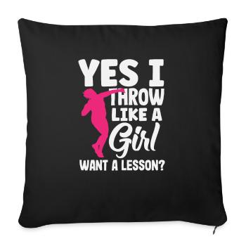 Lancer du disque Athlète Cadeau d’athlète - Housse de coussin décorative 45 x 45 cm - noir - Devant