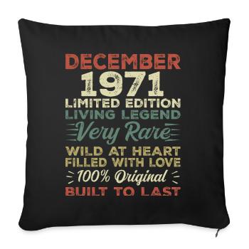 Décembre 1971 - anniversaire Décembre 1971 année - Housse de coussin décorative 45 x 45 cm - noir - Devant