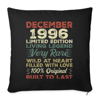 Décembre 1996 - anniversaire Décembre 1996 année - Housse de coussin décorative 45 x 45 cm - noir - Devant