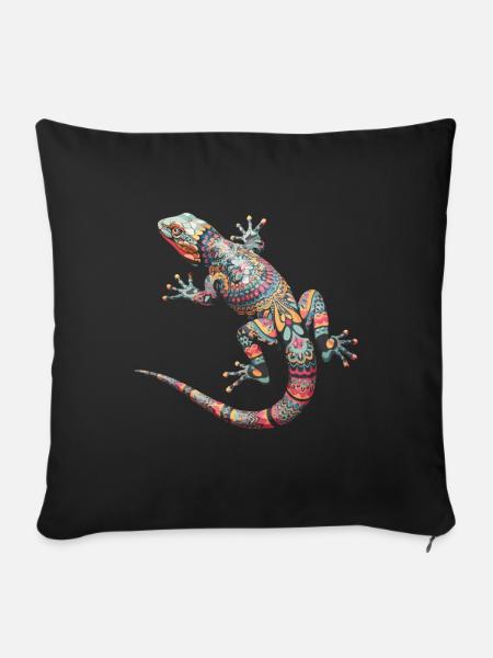 Niedliche Eidechse Terraristik für - Sofakissenbezug 45 x 45 cm - Schwarz