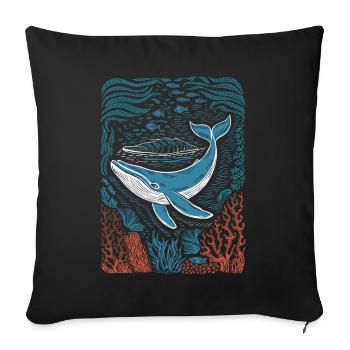 Lebendiges farbenfrohes künstlerisches Hai-Design - Sofakissenbezug 45 x 45 cm - Schwarz - Vorne