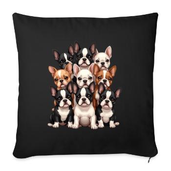 Französische Bulldogge Welpen - Sofakissenbezug 45 x 45 cm - Schwarz - Vorne