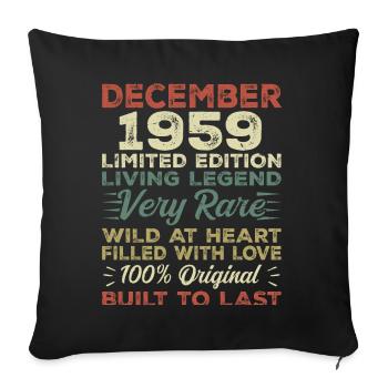 Décembre 1959 - anniversaire Décembre 1959 année - Housse de coussin décorative 45 x 45 cm - noir - Devant