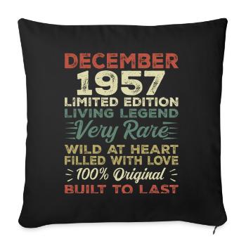 Décembre 1957 - anniversaire Décembre 1957 année - Housse de coussin décorative 45 x 45 cm - noir - Devant