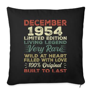 Décembre 1954 - Anniversaire Décembre 1954 Année - Housse de coussin décorative 45 x 45 cm - noir - Devant