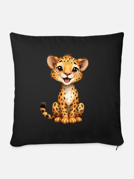 Niedlicher Leopard für Kinder für Kinder - Sofakissenbezug 45 x 45 cm - Schwarz