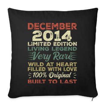 Dezember 2014 - Geburtstag Dezember 2014 Jahr - Sofakissenbezug 45 x 45 cm - Schwarz - Vorne