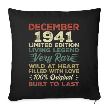 Décembre 1941 - anniversaire Décembre 1941 année - Housse de coussin décorative 45 x 45 cm - noir - Devant