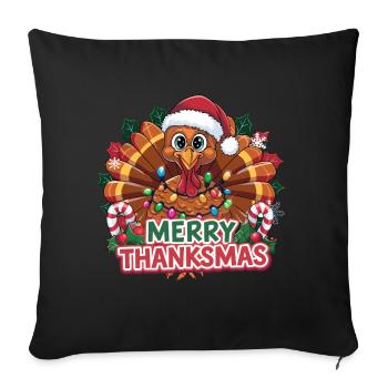 Festlicher Truthahn Weihnachten und Erntedank - Sofakissenbezug 45 x 45 cm - Schwarz - Vorne