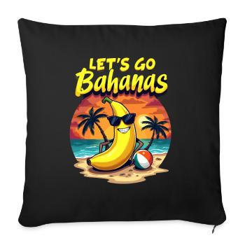 Fun Tropical Beach Scene Let's Go Bahanas - Sofakissenbezug 45 x 45 cm - Schwarz - Vorne