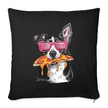 Cooler Border Collie Pizza - Sofakissenbezug 45 x 45 cm - Schwarz - Vorne