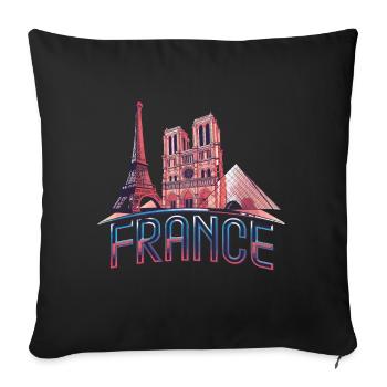 Frankreich Paris Eiffelturm Bonjour - Sofakissenbezug 45 x 45 cm - Schwarz - Vorne