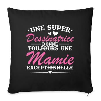 Cartoonist always gives exceptional granny - Sofa pillowcase 17,3'' x 17,3'' (45 x 45 cm) - black - Front