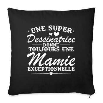 Cartoonist always gives exceptional granny - Sofa pillowcase 17,3'' x 17,3'' (45 x 45 cm) - black - Front