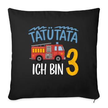 3e anniversaire de la brigade de pompiers de Tatütata - Housse de coussin décorative 45 x 45 cm - noir - Devant