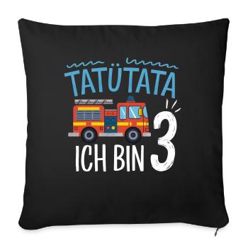 3e anniversaire de la brigade de pompiers de Tatütata - Housse de coussin décorative 45 x 45 cm - noir - Devant