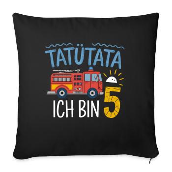 Tatütata Fire Brigade 5th Birthday - Sofa pillowcase 17,3'' x 17,3'' (45 x 45 cm) - black - Front