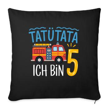Tatütata Fire Brigade 5th Birthday - Sofa pillowcase 17,3'' x 17,3'' (45 x 45 cm) - black - Front