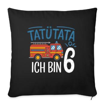 Tatütata Fire Brigade 6th Birthday - Sofa pillowcase 17,3'' x 17,3'' (45 x 45 cm) - black - Front