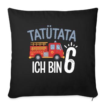 Tatütata Fire Brigade 6th Birthday - Sofa pillowcase 17,3'' x 17,3'' (45 x 45 cm) - black - Front