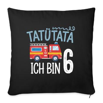 Tatütata Fire Brigade 6th Birthday - Sofa pillowcase 17,3'' x 17,3'' (45 x 45 cm) - black - Front