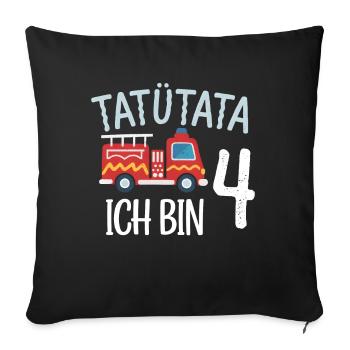 Tatütata Fire Brigade 4th Birthday - Sofa pillowcase 17,3'' x 17,3'' (45 x 45 cm) - black - Front