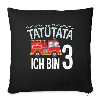 3e anniversaire de la brigade de pompiers de Tatütata - Housse de coussin décorative 45 x 45 cm - noir - Devant