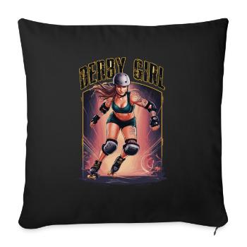 Rollschuhfahren für einen Rollschuhfahrerin - Sofakissenbezug 45 x 45 cm - Schwarz - Vorne