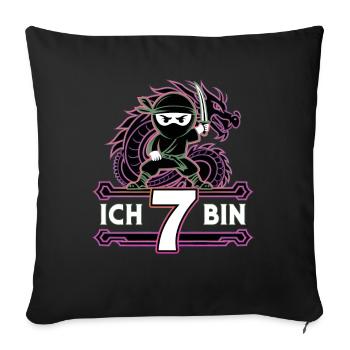 T-shirt d’anniversaire Ninja J’ai 7 ans - Housse de coussin décorative 45 x 45 cm - noir - Devant