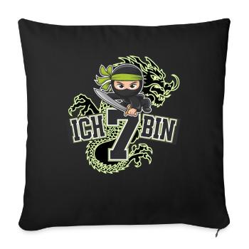 T-shirt d’anniversaire Ninja J’ai 7 ans - Housse de coussin décorative 45 x 45 cm - noir - Devant