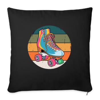 Coole Retro Rollschuhe 80er - Sofakissenbezug 45 x 45 cm - Schwarz - Vorne
