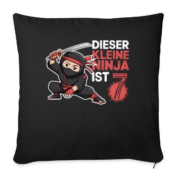 Ce petit Ninja a 7 ans Birthday Shirt - Housse de coussin décorative 45 x 45 cm - noir - Devant