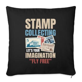 Stamp Collecting Let’s Your Imagination Fly Free - Sofakissenbezug 45 x 45 cm - Schwarz - Vorne