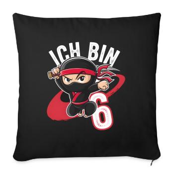 This Little Ninja Is 6 Birthday Shirt - Sofa pillowcase 17,3'' x 17,3'' (45 x 45 cm) - black - Front