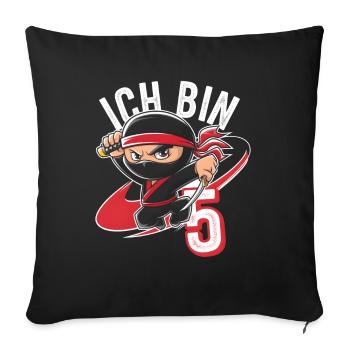Ce petit Ninja Is 5 Birthday Shirt - Housse de coussin décorative 45 x 45 cm - noir - Devant