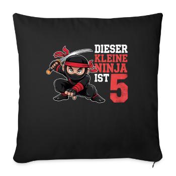 Ce petit Ninja Is 5 Birthday Shirt - Housse de coussin décorative 45 x 45 cm - noir - Devant