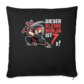 Ce petit Ninja a 7 ans Birthday Shirt - Housse de coussin décorative 45 x 45 cm - noir - Devant