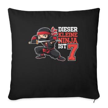 Ce petit Ninja a 7 ans Birthday Shirt - Housse de coussin décorative 45 x 45 cm - noir - Devant