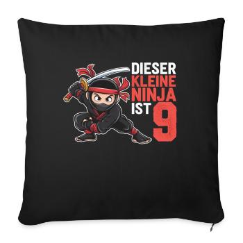 Ce t-shirt d’anniversaire Little Ninja Is 9 - Housse de coussin décorative 45 x 45 cm - noir - Devant