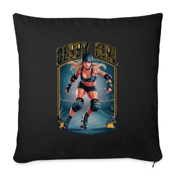 Rollschuhfahren für einen Rollschuhfahrerin - Sofakissenbezug 45 x 45 cm - Schwarz - Vorne