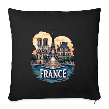 Paris Eiffelturm Bonjour Souvenirs - Sofakissenbezug 45 x 45 cm - Schwarz - Vorne
