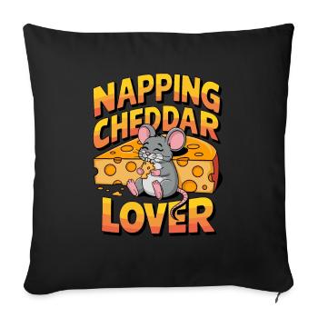 Napping Cheddar Lover für einen Käseliebhaber - Sofakissenbezug 45 x 45 cm - Schwarz - Vorne